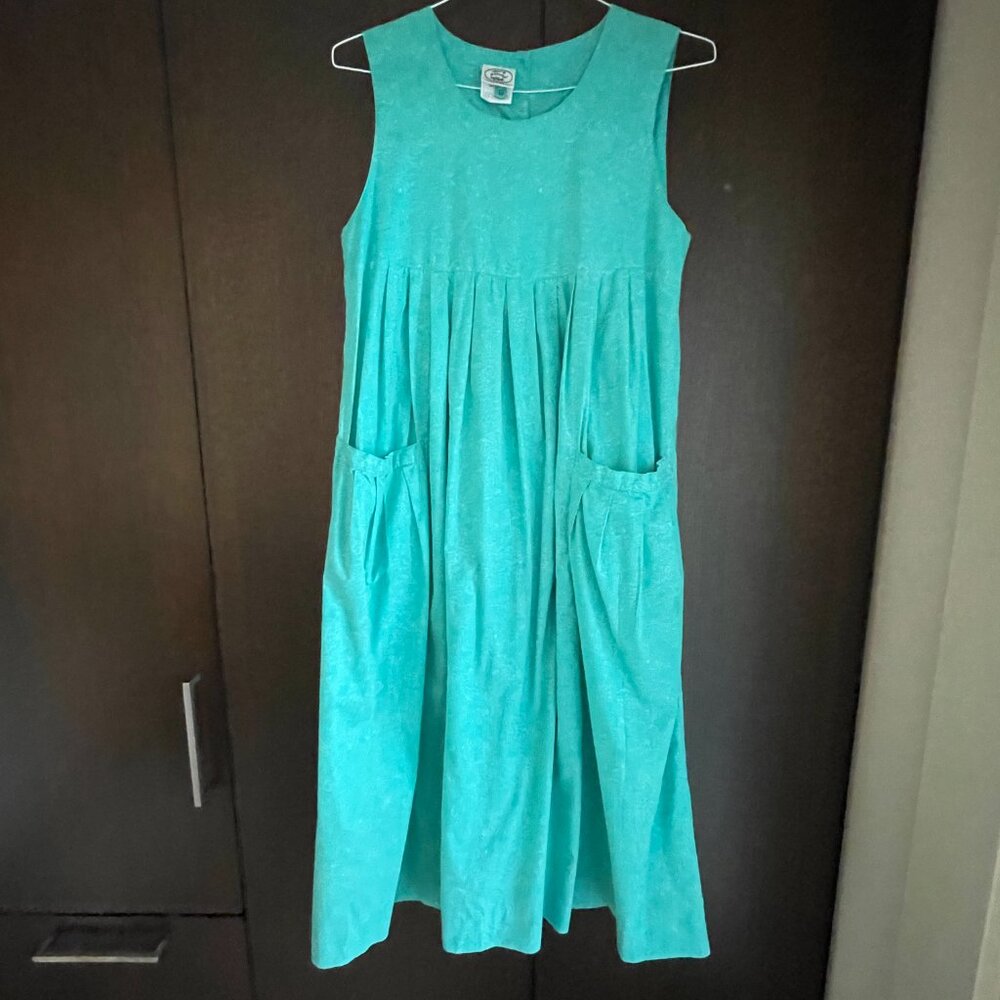 Rare Vintage 80s Laura Ashley Pinafore Empire Waist Cotton Dress-Sz.10 - Picture 8 of 13